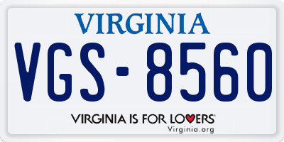 VA license plate VGS8560