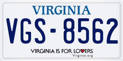 VA license plate VGS8562