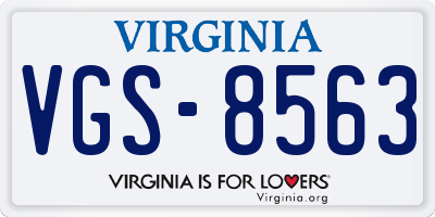 VA license plate VGS8563