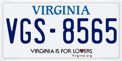 VA license plate VGS8565