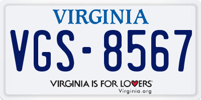 VA license plate VGS8567