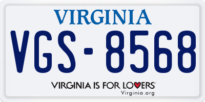 VA license plate VGS8568