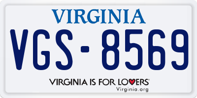 VA license plate VGS8569