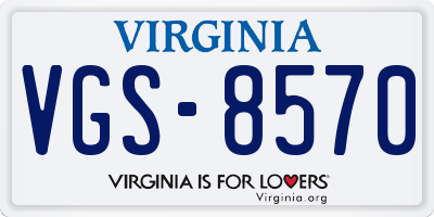 VA license plate VGS8570