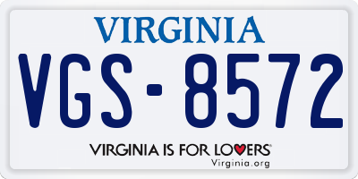 VA license plate VGS8572