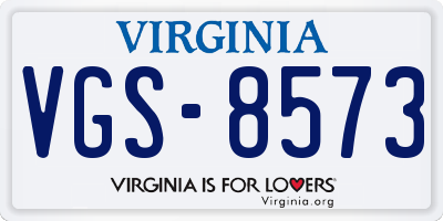 VA license plate VGS8573