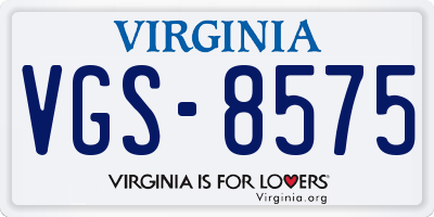 VA license plate VGS8575