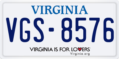 VA license plate VGS8576