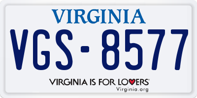 VA license plate VGS8577