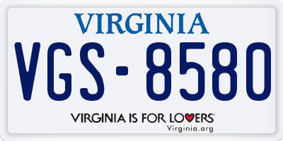 VA license plate VGS8580
