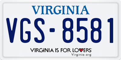 VA license plate VGS8581