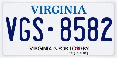 VA license plate VGS8582