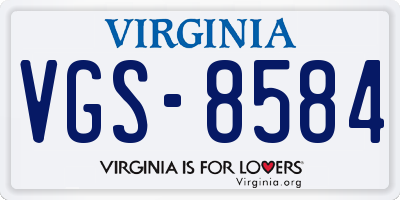 VA license plate VGS8584