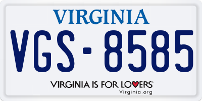 VA license plate VGS8585