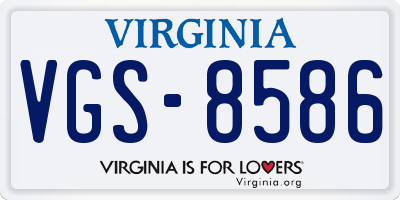 VA license plate VGS8586