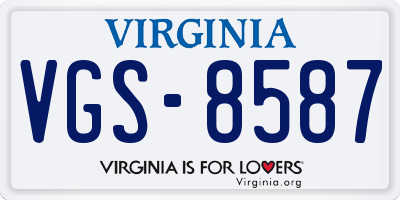 VA license plate VGS8587