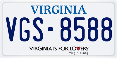 VA license plate VGS8588