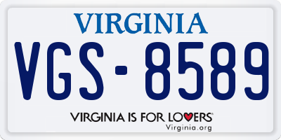 VA license plate VGS8589