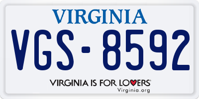 VA license plate VGS8592