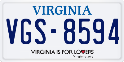 VA license plate VGS8594