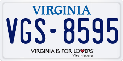VA license plate VGS8595