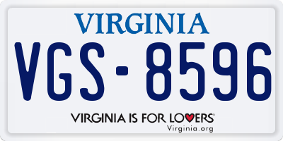 VA license plate VGS8596