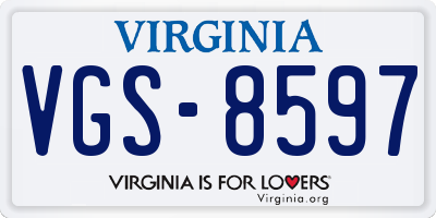 VA license plate VGS8597