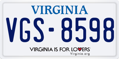 VA license plate VGS8598