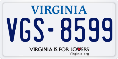 VA license plate VGS8599