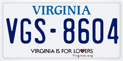 VA license plate VGS8604
