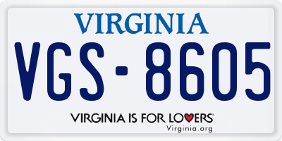VA license plate VGS8605
