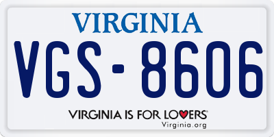 VA license plate VGS8606
