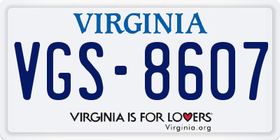 VA license plate VGS8607