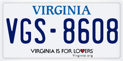 VA license plate VGS8608