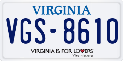 VA license plate VGS8610