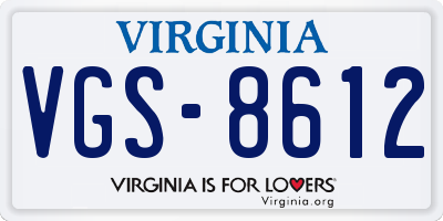 VA license plate VGS8612