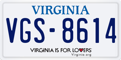 VA license plate VGS8614