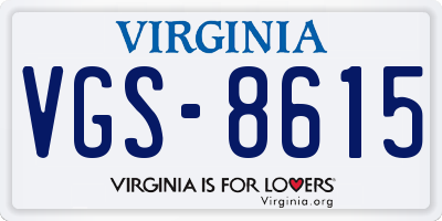 VA license plate VGS8615