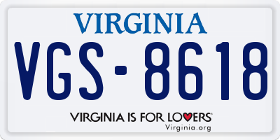 VA license plate VGS8618