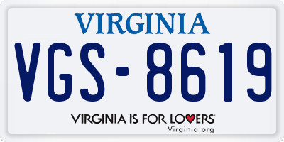VA license plate VGS8619