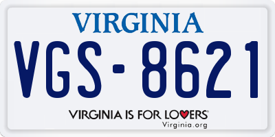 VA license plate VGS8621