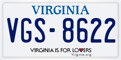 VA license plate VGS8622
