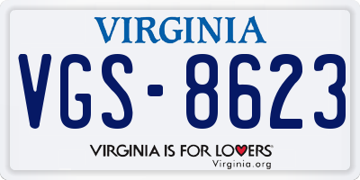 VA license plate VGS8623