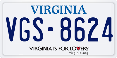 VA license plate VGS8624