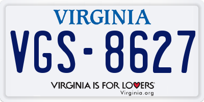 VA license plate VGS8627