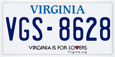 VA license plate VGS8628