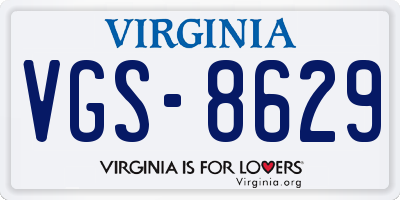 VA license plate VGS8629