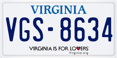 VA license plate VGS8634