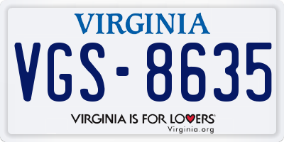 VA license plate VGS8635