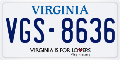 VA license plate VGS8636